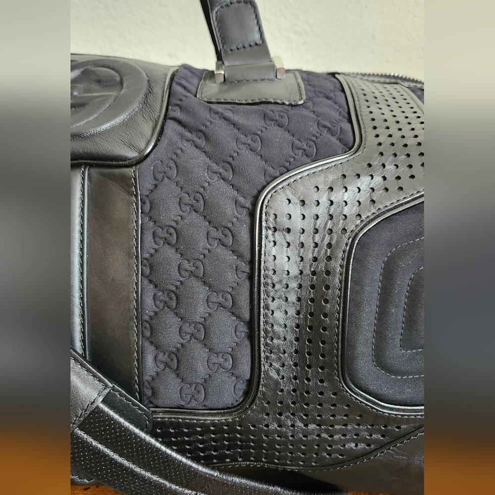 Gucci Guccissima Black Neoprene/Leather Duffle Bag - Picture 3 of 15